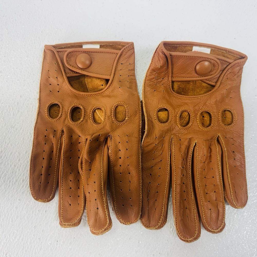 Riparo Reverse Stitched Leather Driving Gloves - Brown - Large